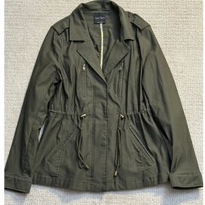 Eden Society Military Anorak Jacket‎ Drawstring Waist Olive Green Utility S
